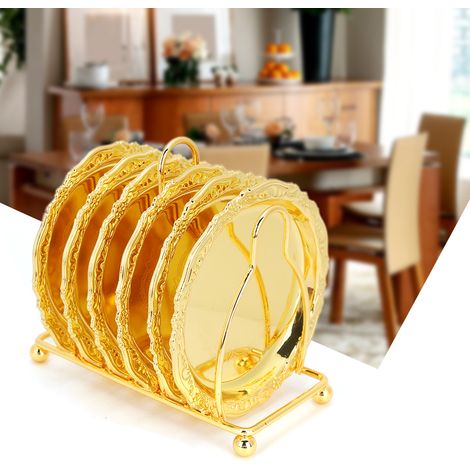 Dessous de verre isolant vintage en métal, motif artisanal jaune pour table et décoration intérieure (1/5)