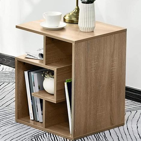 Libreria Tavolino Divano Design Moderno 4 Ripiani 45x40x55 Casa Ufficio Quercia (1/5)