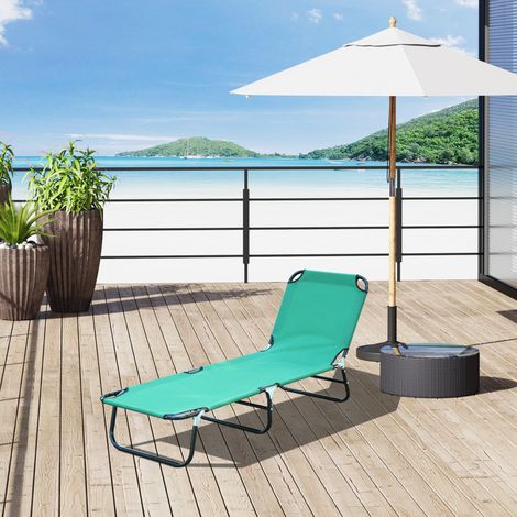 Bain de soleil chaise longue pliante inclinable en tissu Oxford pour plage camping piscine 188 x 56 x 28 cm vert foncé