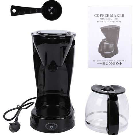 Cafetière électrique 750ml Verre borosilicate Filtre maille métal Arrêt automatique Maintien au chaud Noir 220V UK (1/5)