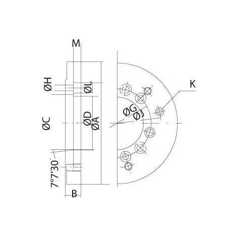 Bride acier DIN55026/21 220mm 3B KK6 Kitagawa (1/4)