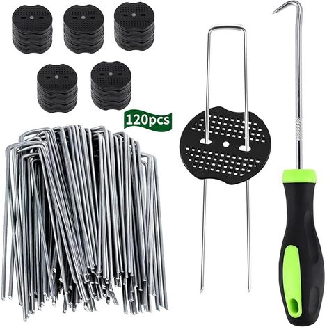 Garden Fixing Pegs, 150 x 40 mm, Diameter 2.5 mm, U-Shaped Galvanised Steel Fixing Pegs for Mulching, Fencing and Netting (1/5)