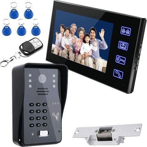 Interphone vidéo, écran de 7 pouces, plusieurs méthodes de déverrouillage, 816BMJKENO11 (1/2)