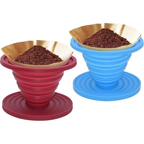 Filtre À Café Dripping - En Silicone Alimentaire Pliable - Pour Filtres Coniques - Idéal Camping Picnic Voyage Bureau - 2 Pièces (1/3)