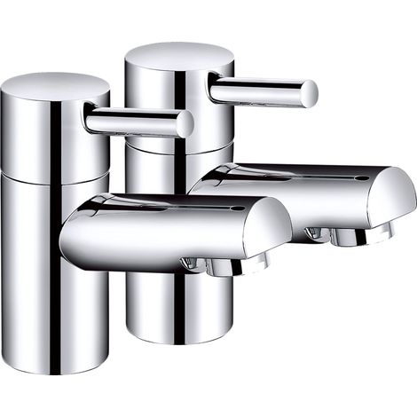 Twin Chrome Bathtub Tap Modern Bathroom Lever Faucet (1/5)