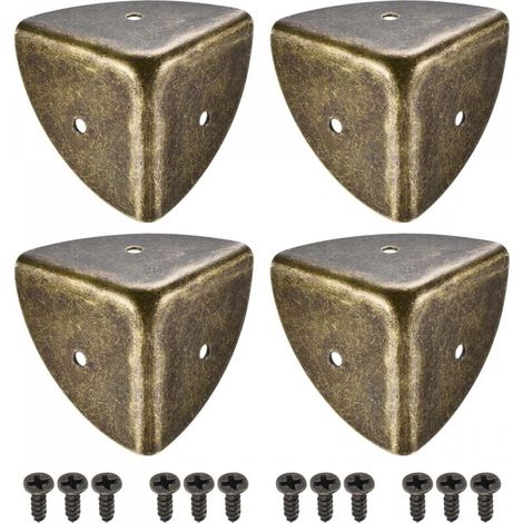 sourcing map Protezioni angolari per scatole e casse di legno 40 x 40 x 40 mm, protezioni angolari per mobili in metallo color bronzo vintage, 8 pezzi (1/3)