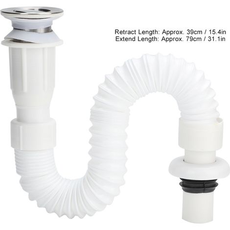 Lot de 2 tuyaux d'évacuation flexibles à clapet pour lavabo de salle de bain (1/5)