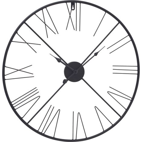 Vintage Wand Hänge Uhr Eisen Gestell römische Ziffern Wohn Schlaf Zimmer Deko Zeit Anzeige analog rund (1/5)