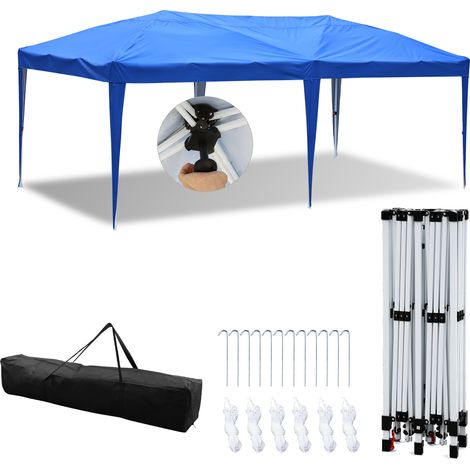 Wolketon Pavillon Faltpavillon Partyzelt UV-Schutz höhenverstellbarer mit Tragetasche, für Outdoor Garten Camping 3x6m Blau Ohne Seitenwänden