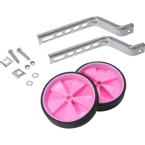 Roues d'entraînement poreuses universelles de 12 à 20 pouces, roues auxiliaires, accessoires pour enfants, roues d'équilibre (rose) (1/5)