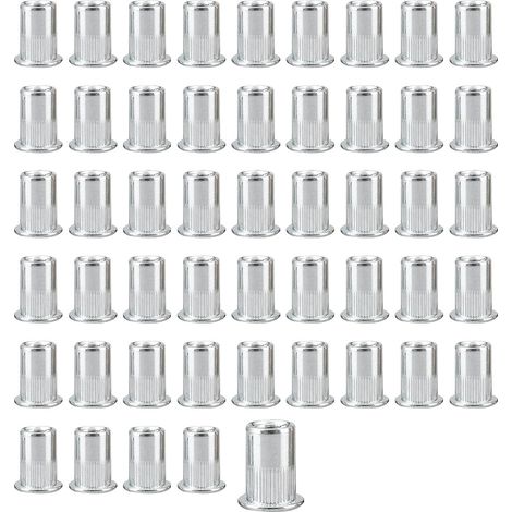 50 Pièces Insert M6, Rivet Ecrou, Écrous à Sertir M6 Fileté, Inserts Filetés en Acier Inoxydable Tête Plate, Écrou Rivet Aveugle pour Métriques, Fixation Durable pour Métal et Plastique (1/5)