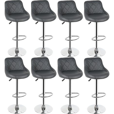 8er Set Barhocker, Barstuhl, Küchenhocker,Essensstuhl ,mit Lehne aus Kunstleder 360° drehbar höhenverstellbar - Grau (1/5)