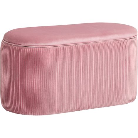 Panchetta contenitore imbottita rosa effetto velluto 81x40x41 cm stile francese (1/5)