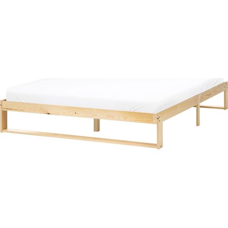 Bed Frame Light Brown Pine Wood EU King Size without Headboard 5ft3 Minimalist TALAIRAN (1/5)