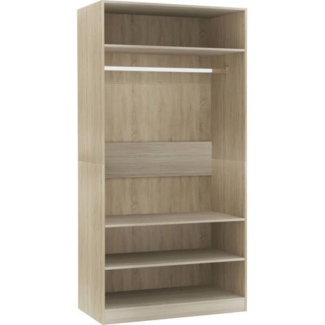 Vidaxl – Garde-robe chêne sonoma 100x50x200 cm – Bois d'ingénierie – 3 compartiments – 1 tringle – Facile à assembler (1/6)