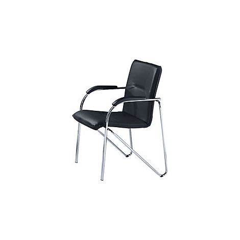 Sillón apilable tapizado con óptica de cuero armazón cromado (1/2)