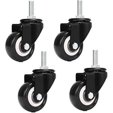M8x25mm 4 pièces de support de charge 240 kg chariot roulette tournante PU meubles poudre remplacement (sans roulettes de frein) (1/5)