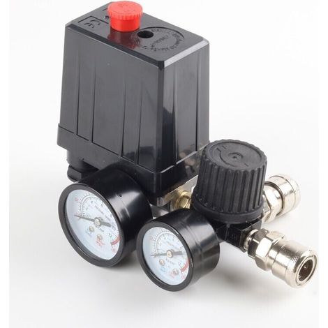 Pressostato per compressore d'aria, regolatore di pressione, valvola manometrica, 220V 0-180 Psi, connessione rapida, plastica nera, alluminio, ferro zincato G1/4, 3000 l/min, controllo automatico ON/ (1/3)