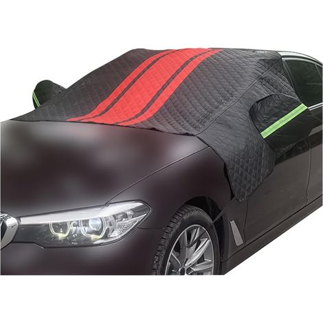 Magnetic Car Front Windshield Cover, Anti-Frost Snow Sunshade, Removable Winter Protection Windshield Cover (Black Red) (1/5)