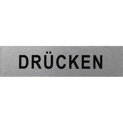 Plaque de porte en aluminium " Drücken " 160x40mm