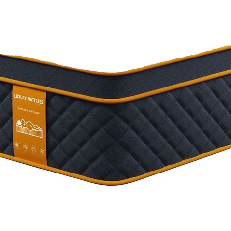 Matelas à ressorts ensachés, 25 cm d'épaisseur, en mousse à mémoire de forme respirante, Noir, 140x200x25CM (1/2)