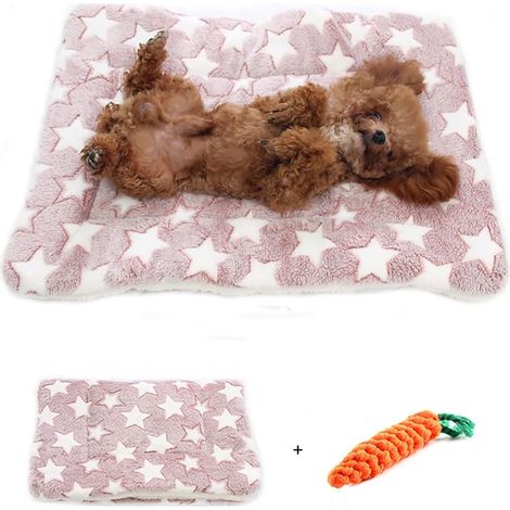 Washable Dog Cat Bed Mat Cute Print Thick Blanket Soft Warm All Seasons (49x32cm) Pink S(49x32cm) (1/5)