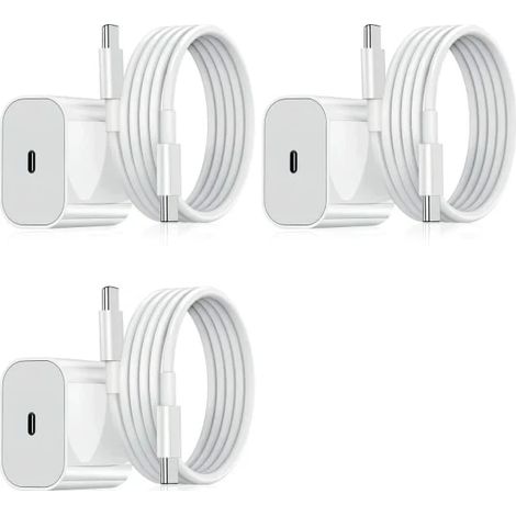 【HT】Lot de 3 chargeurs Samsung – Chargeur rapide + câble 20 W USB-C Blanc (1/5)