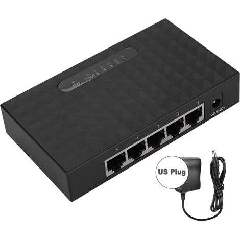 Commutateur Gigabit 5 ports 10/100/1000Mbps, concentrateur Ethernet LAN noir, 100-240V, prise US (1/5)