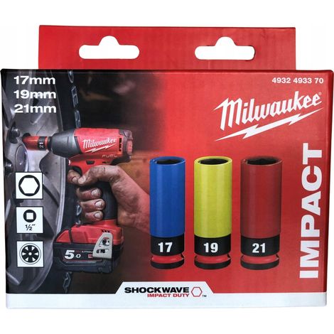 Milwaukee Juego de dados metálicos 17 19 21 mm