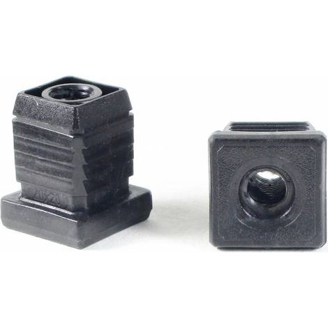 Ajile - Embout plastique carré pour tube 20 x 20 mm avec trou fileté diam. 8 mm (M8)