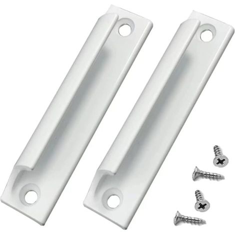 2pcs Aluminum Alloy Handle Sliding Door Handle Balcony Door Handle Cabinet Drawer Handle For Windows, Furniture Hardware with Screws(White) (1/5)
