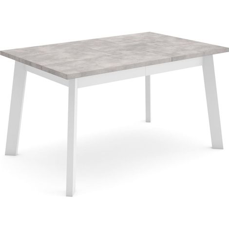 Skraut Home - Mesa Comedor, Mesa Fija Cocina y Salón, 140, Para 6 comensales, Patas de madera, Estilo Moderno, Gris Cemento (1/5)