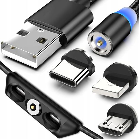 Cable magnético de 150 cm para iPhone Micro USB Tipo-C Koanni