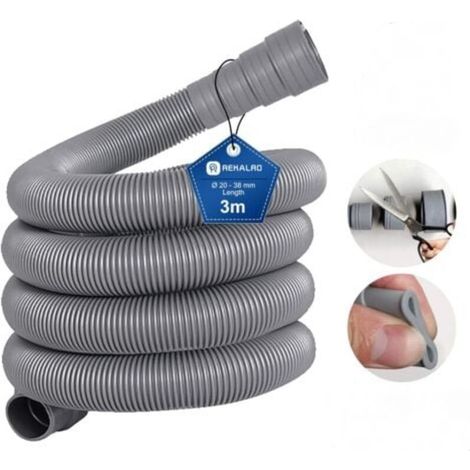 Tuyau d'évacuation d'eau sale de 3 m pour machine à laver Rallonge de tuyau d'évacuation de 20 mm pour lave-linge lave-vaisselle Tuyau de sortie de tuyau de vidange prolongé (1/4)