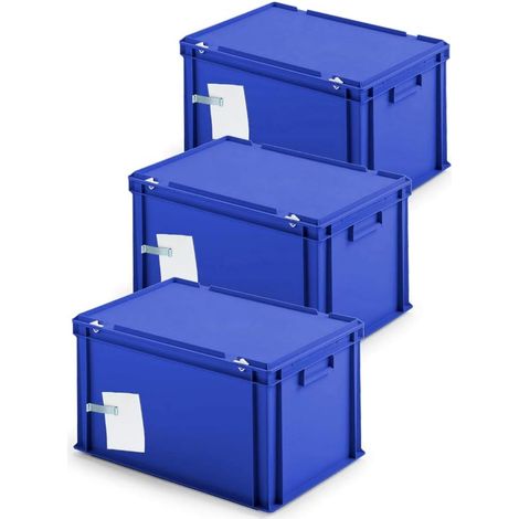 BRB Lot de 3 boîtes d'archivage pour 7 dossiers (A4, dos large), avec pince à papier en acier inoxydable, anti-poussière, bleu