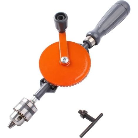 Mini perceuse manuelle 1/4quot avec double pignon - Mandrin de serrage à 3 machoires (1/5)