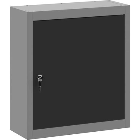 Armoire à outils industrielle intérieure avec étagère réglable 50 x 20 x 55 cm en acier noir (1/5)