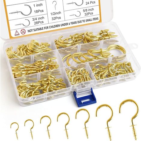 FEPITO Packung mit 160 vergoldeten Kupferschraubenhaken für Decken, erhältlich in 7 Größen (1/5)
