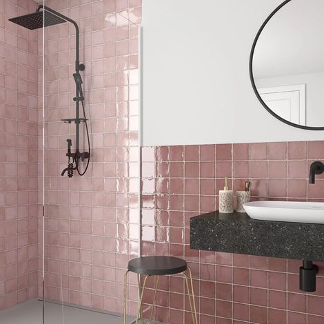 Baguette de finition pour Faïence effet zellige ALTEA  Bullnose Pencil 20x3cm boîte de 2 mètres Rose foncé