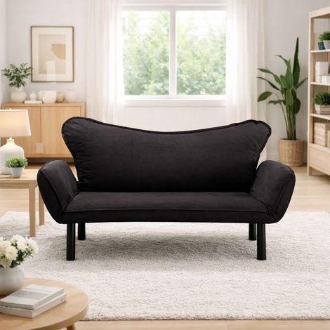 Schlafsofa Schwarz Samt - zwei Personen - Chatto