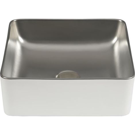 DUNE 188726 SAVANNAH WHITE&SILVER Lavabo Sobre Encimera 36.5X36.5X13 - ref: 188726