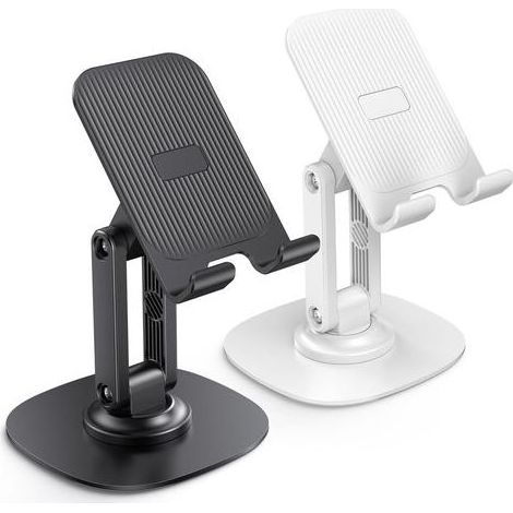 2 Pièces Support Téléphone, Réglable Support Telephone Bureau, Support Téléphone Portable Rotatif à 360° et Pliable, Compatible avec Tous Les Téléphones Portables Intelligents Noir et Blanc (1/5)