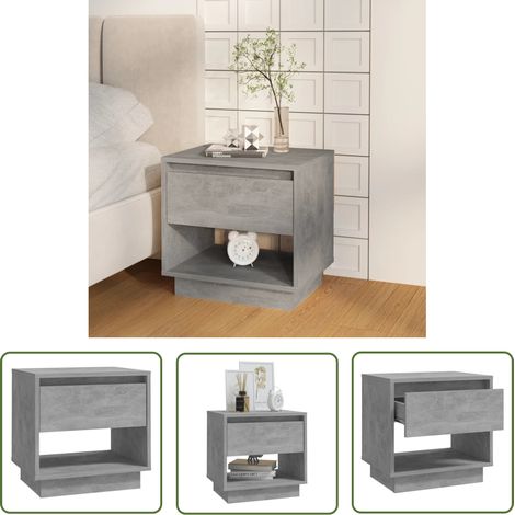 The Living Store Nachttisch Betongrau 45x34x44 cm Holzwerkstoff - Nachttisch - Beistelltisch - Wohnzimmer Deko - Grau - Holzmöbel (1/5)