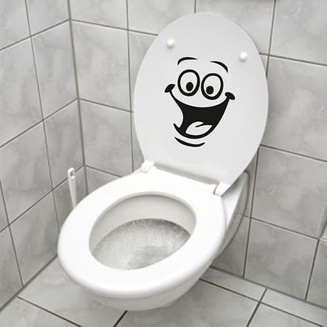 Smiley-Gesicht-Aufkleber, lustiger Wandaufkleber für Toilette, Badezimmer, Küche, PVC, 1 Farbe, Einheitsgröße