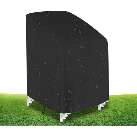 Stapelbare Gartenstuhlüberzüge, 210D, wasserdicht, UV- und kältebeständig, schwarz