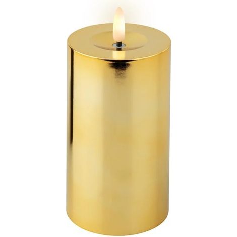 Candela LED con stoppino a batteria oro Ø7 × H15 cm