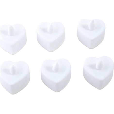 6 herzförmige LED-Teelichter, batteriebetrieben, elektrische Liebeskerzen für Valentinstag, Hochzeiten, Tischdekoration