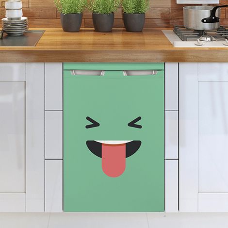 Sticker réfrigérateur et lave vaisselle, smiley vert langue émotion déco, 75 cm X 49 cm (1/3)