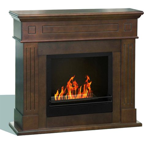 Dmora - Camino a bioetanolo Aradeo, Caminetto ecologico, Focolare senza fumo, Riscaldatore ad etanolo, Made in Italy, 110x36 h100 cm, Bronzo (1/3)