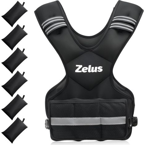 Gilet Lesté 5kg/10kg/15kg/20kg Barre de Poids Réglable Veste Lestée de Course Entraînement pour Hommes Femmes Musculation Exercice Sports Gym Fitness Intérieur Extérieur, Noir (1/5)